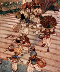 Edmund Dulac - 'She gave orders for a rich banquet to be prepared' from ''Stories from The Arabian Nights'' (1907)