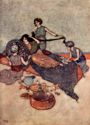Edmund Dulac - 'Till the tale of her mirror contented her' from ''Stories from The Arabian Nights'' (1907)