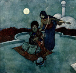 Edmund Dulac - 'She cried - ''O miserable man, what sorry watch it this thou has kept' from ''Stories from The Arabian Nights'' (1907)