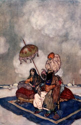 Edmund Dulac - 'All this time the Princess had been watching the combat from the roof of the palace' from ''Stories from The Arabian Nights'' (1907)