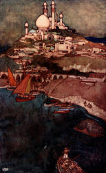 Edmund Dulac - 'A city among the Isles named Deryabar' from ''Stories from The Arabian Nights'' (1907)