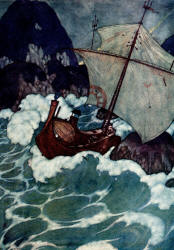Edmund Dulac - 'The ship struck upon a rock' from ''Stories from The Arabian Nights'' (1907)