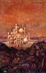 Edmund Dulac - 'He arrived within sight of a palace of shining marble' from ''Stories from The Arabian Nights'' (1907)