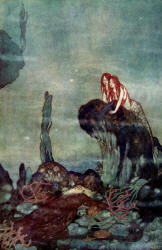 Edmund Dulac - 'Ariel - ''Full fathom five they father lies; Of his bones are coral made; Those are pearls that were his eyes''' from ''The Tempest'' (1908)