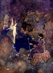 Edmund Dulac - 'Ariel - ''All prisoners, sir, In the lime-grove which weather-fends your cell''' from ''The Tempest'' (1908)