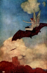 Edmund Dulac - 'Ariel - ''On the bat's back do I fly, After summer merrily''' from ''The Tempest'' (1908)