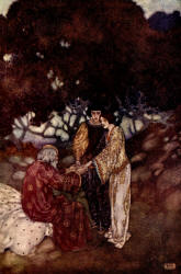 Edmund Dulac - 'Alonso - ''Give me your hands; Let grief and sorrow still embrace his heart, That does not wish you joy''' from ''The Tempest'' (1908)