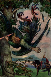 Frank C Pape - 'Nightingale the Robber fell from his nest in the old oaks' from ''The Russian Story Book'' (1916)