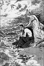 Frank C Pape - 'She found him sitting on the shore' from ''The Toils and Travels of Odysseus'' (1908)