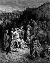Gustave Dore 'Godfrey meets the remains of the Army of Peter the Hermit' from ''History of the Crusades'' (1880), written by Joseph Francois Michaud