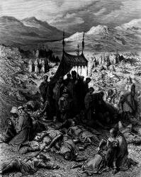 Gustave Dore - 'Burying the dead after the Battle of Dorylaeum' from ''History of the Crusades'' (1880), written by Joseph Francois Michaud
