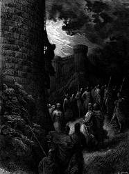 Gustave Dore - 'Bohemond alone mounts the rampart of Antioch' from ''History of the Crusades'' (1880), written by Joseph Francois Michaud