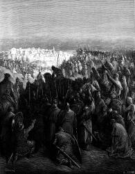 Gustave Dore - 'Enthusiasm of Crusaders at the first view of Jerusalem' from ''History of the Crusades'' (1880), written by Joseph Francois Michaud