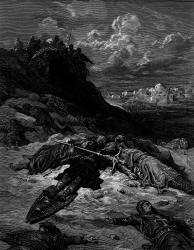 Gustave Dore - 'Death of Frederick of Germany' from ''History of the Crusades'' (1880), written by Joseph Francois Michaud