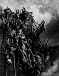 Gustave Dore 'The Army of Priest Volkmar and Count Emicio attack Mersbourg' from ''History of the Crusades'' (1880), written by Joseph Francois Michaud