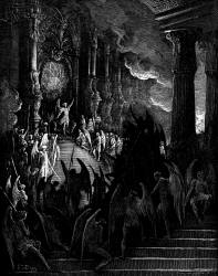 Gustave Dore - Illustration for Book II, lines 1, 2 of ''Paradise Lost'' (1887), written by John Milton