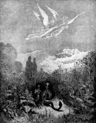 Gustave Dore - Illustration for Canto VIII, lines 105-107 'Purgatory' in ''Purgatory and Paradise'' (1889), written by Dante Alighieri