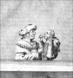 Engraving - Hans Holbein image known as 'Fools, idiots, lack-wits, and dolts' from ''Moriae Encomium'' (''The Praise of Folly'' or ''L'Eloge de la Folie'')