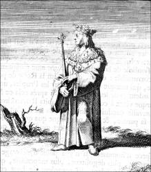 Engraving - Hans Holbein image known as 'A Monarch' from ''Moriae Encomium'' (''The Praise of Folly'' or ''L'Eloge de la Folie'')