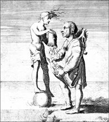 Engraving - Hans Holbein image known as 'Fortune' from ''Moriae Encomium'' (''The Praise of Folly'' or ''L'Eloge de la Folie'')