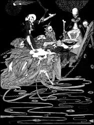 Harry Clarke - 'Avast there a bit, I say, and tell us who the Devil ye all are!' for 'King Pest' from ''Tales of Mystery and Imagination'' (1923)