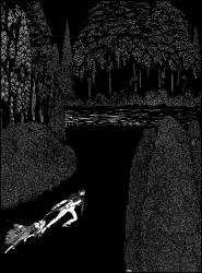 Harry Clarke - 'In his toilsome journey to the water his fears redouble within him' for 'The Myster of Marie Roget' from ''Tales of Mystery and Imagination'' (1923)