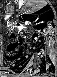 Harry Clarke - 'Incomprehensible men! Wrapped up in meditations of a kind which I cannot divine, they pass me be unnoticed' for 'Manuscipt found in a bottle' from ''Tales of Mystery and Imagination'' (1923)