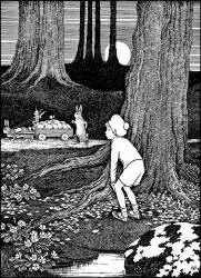 Ida Rentoul Outhwaite - 'Keep a sharp look-out just at Moonrise' from ''Bunny and Brownie - The Adventures of George and Wiggle'' (1930)