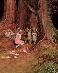 Ida Rentoul Outhwaite - 'The little one took his paws out of his mouth and looked rather startled' from ''The Little Fairy Sister'' (1923)