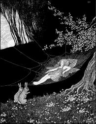 Ida Rentoul Outhwaite - 'Two rabbits sat up on their hind legs and looked at her' from ''The Little Fairy Sister'' (1923)