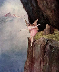 Ida Rentoul Outhwaite - 'So she made up her mind all at once and threw herself over the edge' from ''The Little Fairy Sister'' (1923)