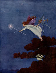 Ida Rentoul Outhwaite - 'She flew through the window, with Gumkin close behind' from ''The Little Green Road to Fairyland'' (1922)