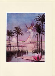 Greeting Card sample showing image from an illustration for ''The Sentry and the Shell Fairy'' (1924), illustrated by Ida Rentoul Outhwaite