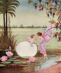 Ida Rentoul Outhwaite - 'The banks of the Nile were very fertile, giving forth corn and other needs' from ''The Sentry and the Shell Fairy'' (1924)