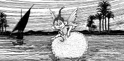 Ida Rentoul Outhwaite - one of three monotone illustrations for ''The Sentry and the Shell Fairy'' (1924)