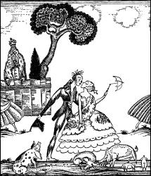 Kay Nielsen - major monotone illustration for 'The Swineherd' from ''Fairy Tales by Hans Andersen'' (1923)