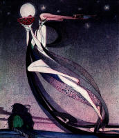 Kay Nielsen - 'This good Fairy placed her own baby in a cradle of roses and gave command to the Zephyrs to carry him to the tower' for the tale 'Felicia; or, The Pot of Pinks' in ''In Powder and Crinoline'' (1913)