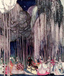 Kay Nielsen - 'The Princesses onthe way to the dance' of the tale 'The Twelve Dancing Princesses' from ''In Powder and Crinoline'' (1913)