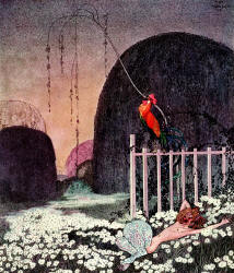 Kay Nielsen - 'When the cock crowed' of the tale 'The Twelve Dancing Princesses' from ''In Powder and Crinoline'' (1913)