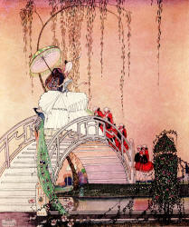 Kay Nielsen - 'Princess Diaphanie walking in the Garden' of the tale 'Minon-Minette' from ''In Powder and Crinoline'' (1913)