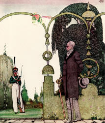 Kay Nielsen - 'Bismarck discovering the soldier' of the tale 'The Czarina's Violet' from ''In Powder and Crinoline'' (1913)