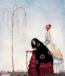 Kay Nielsen - 'The old woman who knew the story' of the tale 'The Czarina's Violet' from ''In Powder and Crinoline'' (1913)