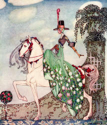 Kay Nielsen - 'Princess Minon-Minette rides out in the world to find Prince Souci' of the tale 'Minon-Minette' from ''In Powder and Crinoline'' (1913)