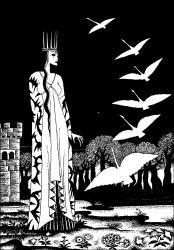 Kay Nielsen - monotone illustration for 'The Six Swans' from ''Red Magic'' (1930)