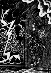 Kay Nielsen - one of three monotone illustrations for 'Bash-Chalek; or, True Steel' from ''Red Magic'' (1930)