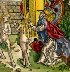 Detail from 'The Expulsions from Paradise' in ''The Nuremberg Chronicle''