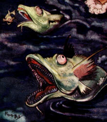 Detail from Rene Bull's 'I saw fishes of a hundred and two hundred cubits long' from ''The Arabian Nights''