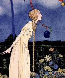 Detail from Virginia Sterrett's 'Rosalie saw before her eyes a tree of marvelous beauty' from the tale 'The Little Grey Mouse' in ''Old French Fairy Tales''