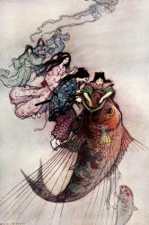 Warwick Goble - 'The Sea King and the Magic Jewels' (II) from ''Green Willow and other Japanese Fairy Tales''