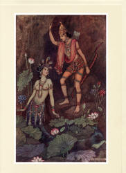 Greeting Card sample showing a Warwick Goble illustration from ''Indian Myth and Legend'' (1913)